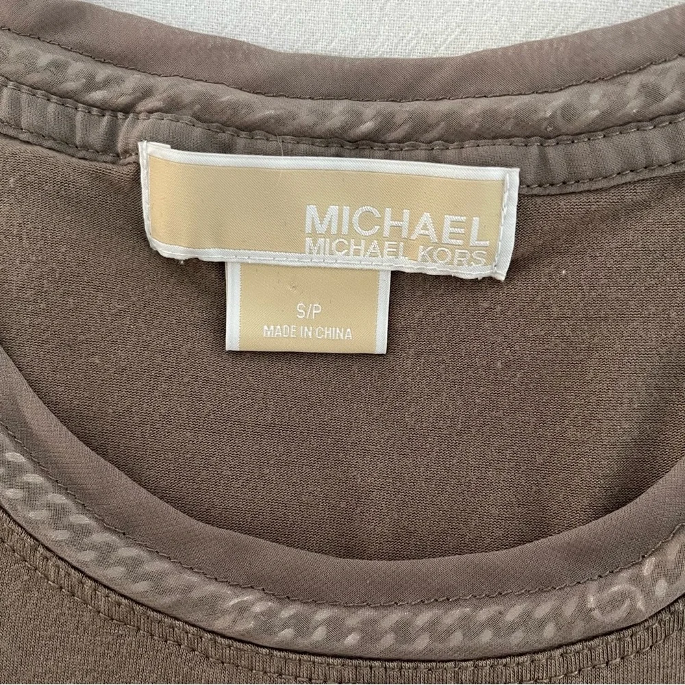 Michael Kors Women's Brown Short Sleeve T-Shirt With Satin Pocket  Size S/P